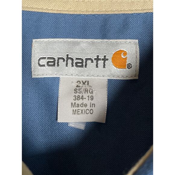 Carhartt Work Shirt Mens 2XL Blue SS Button Down Pockets Utility - Picture 4 of 6
